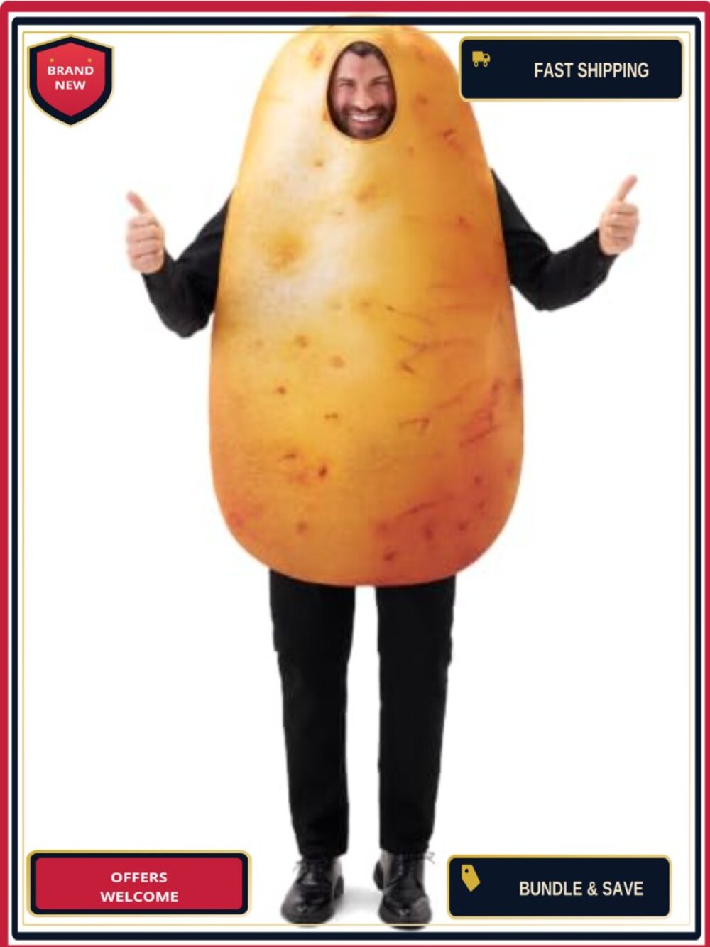 Potato Costume Unisex Adult One Size Polyester Halloween Full Body Food